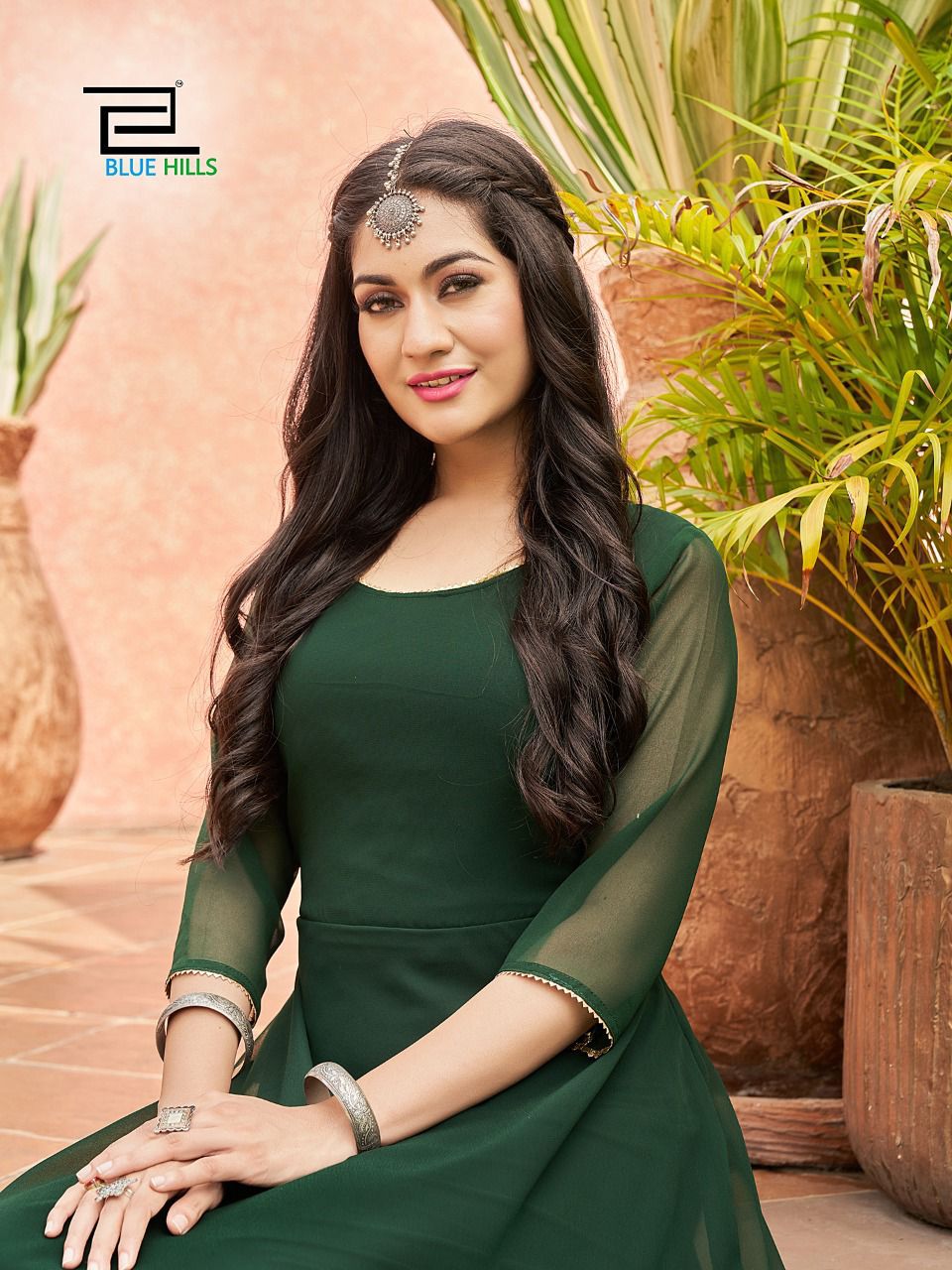 Blue Hills Ginisha Ethnic Wear Plain Georgette Long Anarkali Kurti Collection